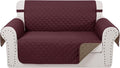 Reversible 45" Small Loveseat Sofa Covers, Burgundy/Camel | Loveseat Covers by LuxshareHome