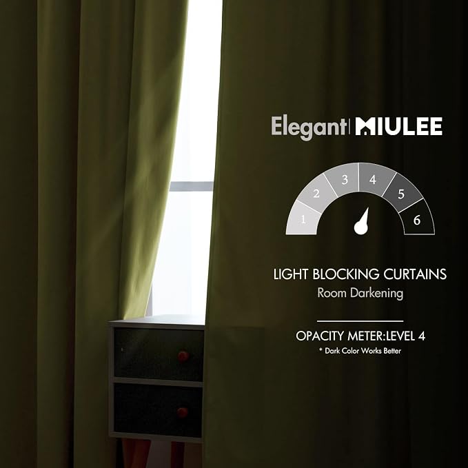 MIULEE Velvet Curtains 52x108 inches 2 Panels Moss Green Blackout Curtains | - Image 5