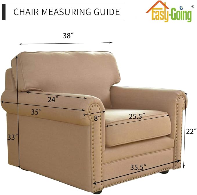 Easy-Going Reversible Couch Cover, Small Chair, Peacockblue/Beige | Machine - Image 7