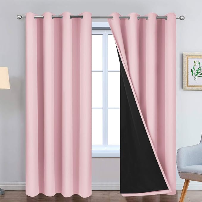 Yakamok Pink 100% Blackout Curtains 96 Inches Long by Yakamok