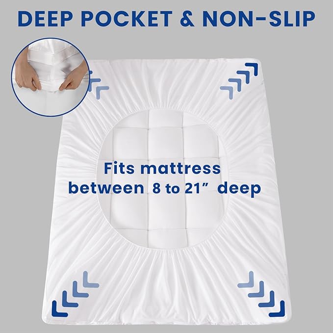 Twin XL Mattress Topper, Extra Thick Pillowtop, Cooling and Plush Mattress Pad Cover for Back Pain,Soft Mattress Protector Cover with 8-21 Inch Deep Pocket(39''x80'')
