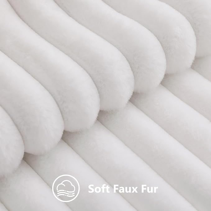 decorUhome Fall Faux Fur Throw Pillow Covers 24x24 Set of 2 White | Decorative - Image 2