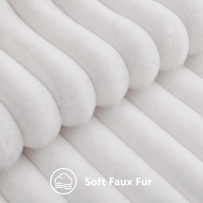decorUhome Fall Faux Fur Throw Pillow Covers 26x26 Set of 2 White | Decorative - Image 2