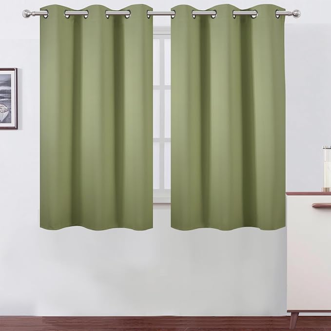 Sage Green Blackout Curtains/38 x 54 Inch/Set of Two Panels Grommet Living Room by Lemomo