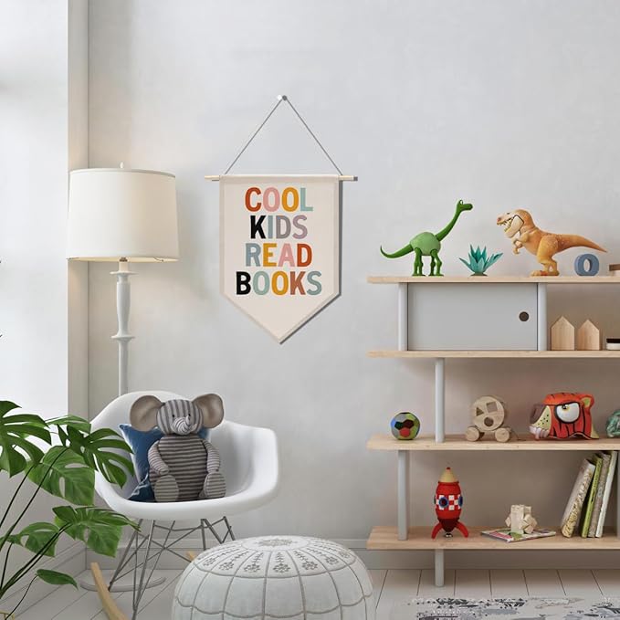 Library Decor Book Themed Party Decorations Reading room Decor Canvas Hanging Pennant Flag Banner Wall Sign Decor Gift for Reading Corner Bedroom Playroom Game Room Front Door