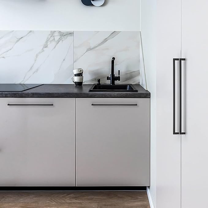 Ravinte 10 Pack 18 Inch Square Cabinet Handles Matte Black Drawer Pulls Kitchen Hardware