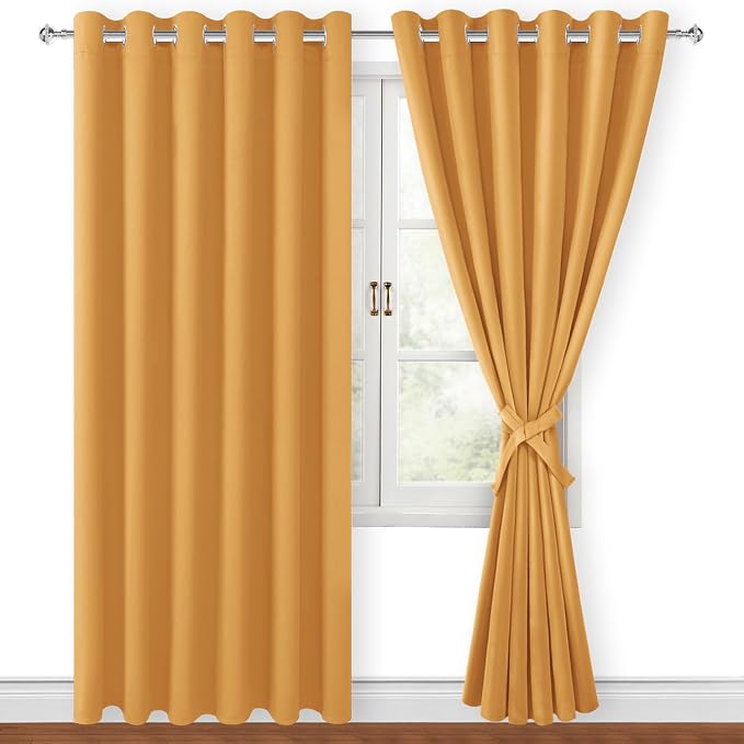 Room Darkening Curtains for Bedroom, 70 x 84 Inches, Pumpkin Orange | Thermal - Image 7