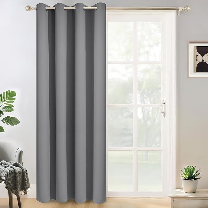 Yakamok Grey Room Darkening Curtains 96 inch Gray Sliding Door Drapes | 1 by Yakamok