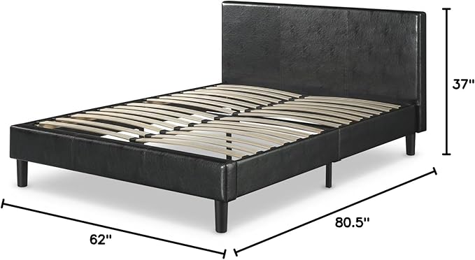 ZINUS Jade Faux Leather Upholstered Platform Bed Frame, Mattress Foundation with Wood Slat Support, No Box Spring Needed, Easy Assembly, Queen