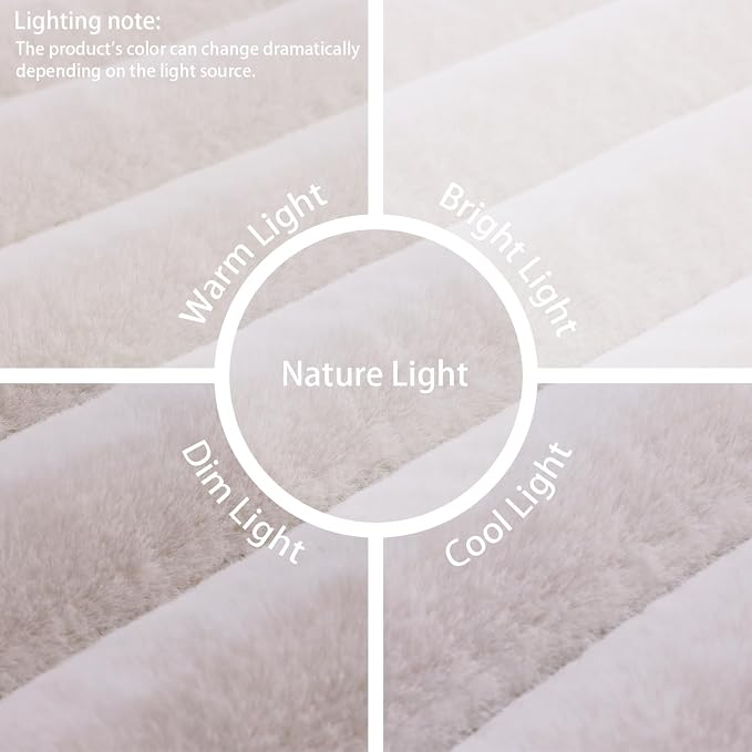 White Rabbit Striped Plush Rug 8'x10', Fluffy Shaggy Area Rug - Image 7