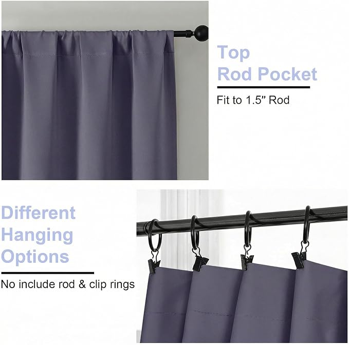 Simplebrand Ava Greyish Purple Short Blackout Curtains - Image 4