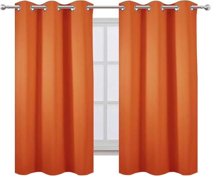 Orange Blackout Curtains/38 x 54 Inch/Set of Two Panels Grommet Living Room - Image 2