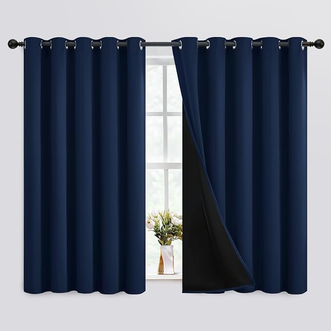 SimpleHome Navy Blue 100% Blackout Curtains Room Darkening Living Room 63 | by SimpleHome
