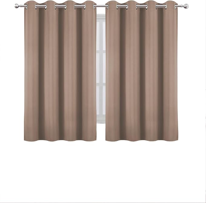 Blackout Curtains 66 x 54 Inch Long Cappuccino Curtains Set of 2 Panels Room - Image 2