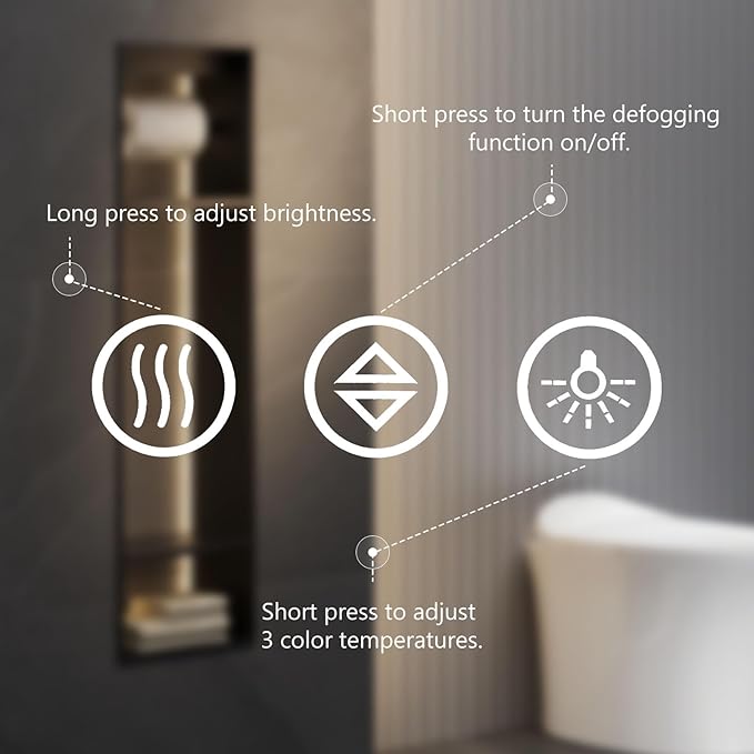 DUMOS 36"x 24" LED Bathroom Mirror with Lights, Dimmable Anti-Fog Front Lit Backlit Lighted Wall Mounted Rectangle for Vanity Makeup Memory Function Tempered Glass Shatter-Proof Horizontal&Vertically