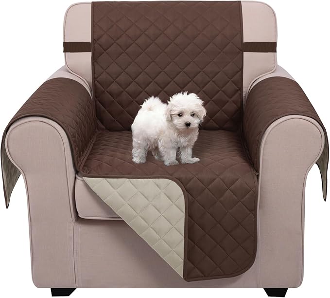 U-NICE HOME Reversible Oversized 28''Chair Covers, Coffee/Beige | Armchair Cover by U-NICEHOME