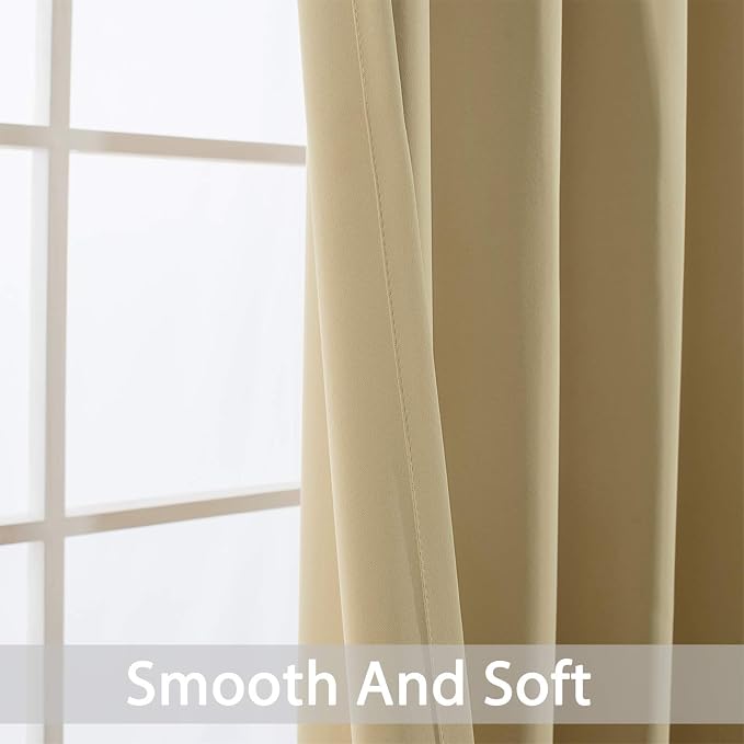 Yakamok Room Darkening Curtains 52x72 inch Length Beige-Living Room | 2 panels - Image 6
