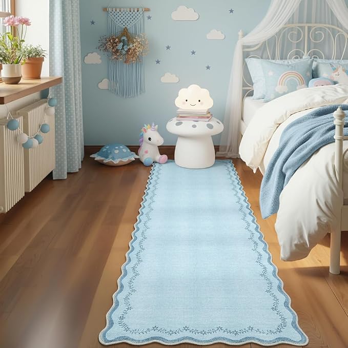 GarveeHome 2x6 Scalloped Washable Runner Rug Non Slip Hallway Kitchen Rug | - Image 8