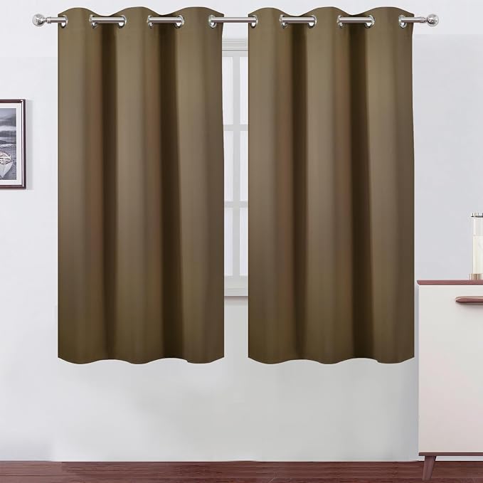 Blackout Curtains 42 x 63 inch/Brown Curtains Set of 2 Panels/Thermal Insulated by Lemomo