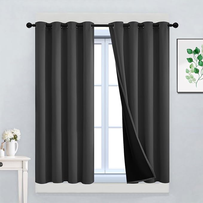 Yakamok Charcoal Grey 100% Blackout Curtains 45 Inches Long 52" Wide 2 PCS | by Yakamok