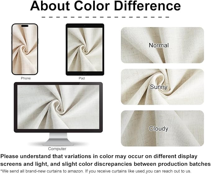 Vision Home Natural Pinch Pleated Full Blackout Curtains Linen Blended Room - Image 7