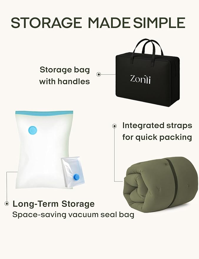 ZonLi Japanese Floor Futon Mattress Twin Size 39"x 80",100% Cotton 2.5'' Thicken Tatami Mattress,Foldable Sleeping Pad,Portable Dormitory Tatami Mat,Roll Up Floor Lounger Bed for Adult (Winter Moss)