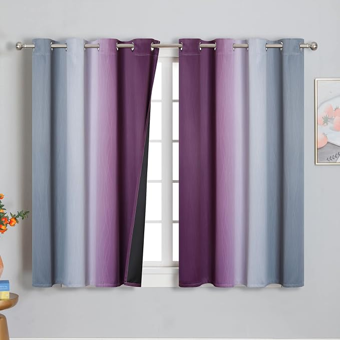 Purple and Grey Ombre Blackout Curtains - Image 2