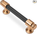 10 Pack 3-3/4 inch (96mm) Matte Black and Champagne Bronze Cabinet Handles - Black Drawer Pulls