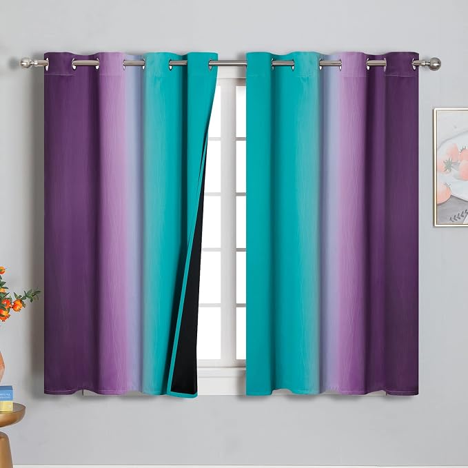 Ombre Teal and Purple Blackout Curtains by ESTELARTEXTILER