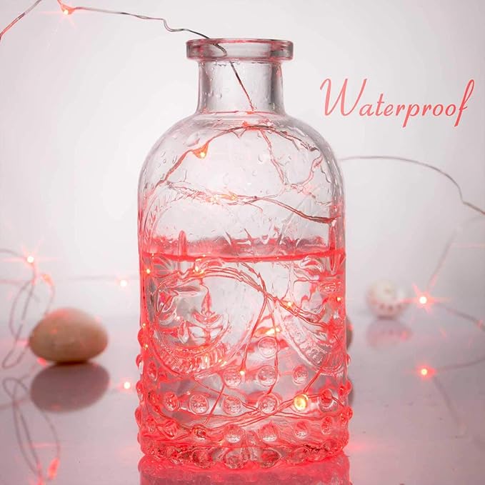 Led Fairy Lights Battery Operated, 4 Packs Mini Battery Powered Copper Wire Starry Fairy Lights for Bedroom, Christmas, Parties, Wedding, Centerpiece, Decoration (5m/16ft Red)