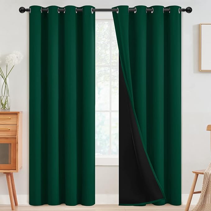 SimpleHome Dark Green 100% Blackout Curtains Room Darkening Living Room 84 | by SimpleHome