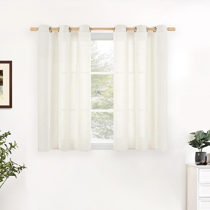 YoungsTex Ivory Linen Curtains 34 x 40 Inch Long by YoungsTex