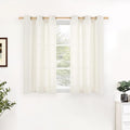 YoungsTex Ivory Linen Semi Sheer Curtains 34 x 48 Inch Length 2 Panels | Short by YoungsTex