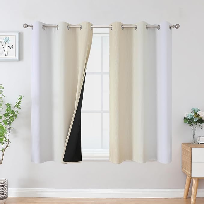 Beige and Greyish White Ombre Blackout Curtains - Image 2
