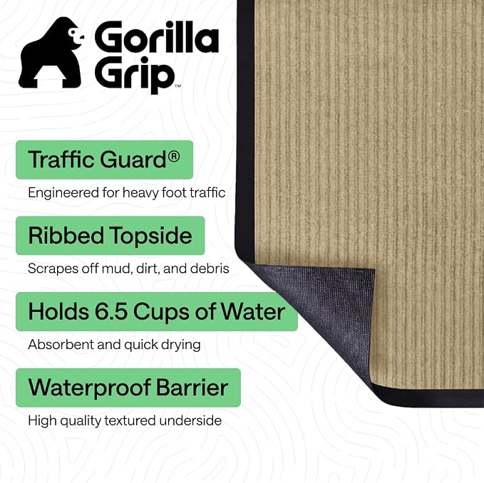 GORILLA GRIP Waterproof Traffic Guard Door Mat, Indoor Outdoor Heavy Duty - Image 2
