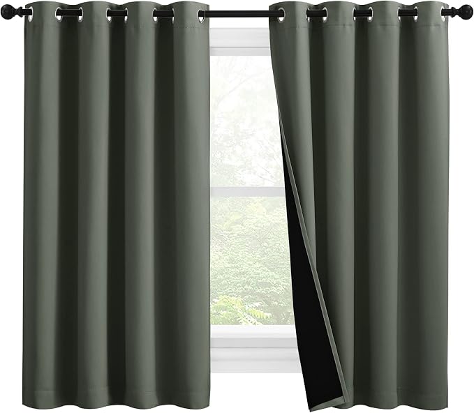 NICETOWN 100% Blackout Curtains 57 inches Long, Double-Deck Completely Blackout by NICETOWN