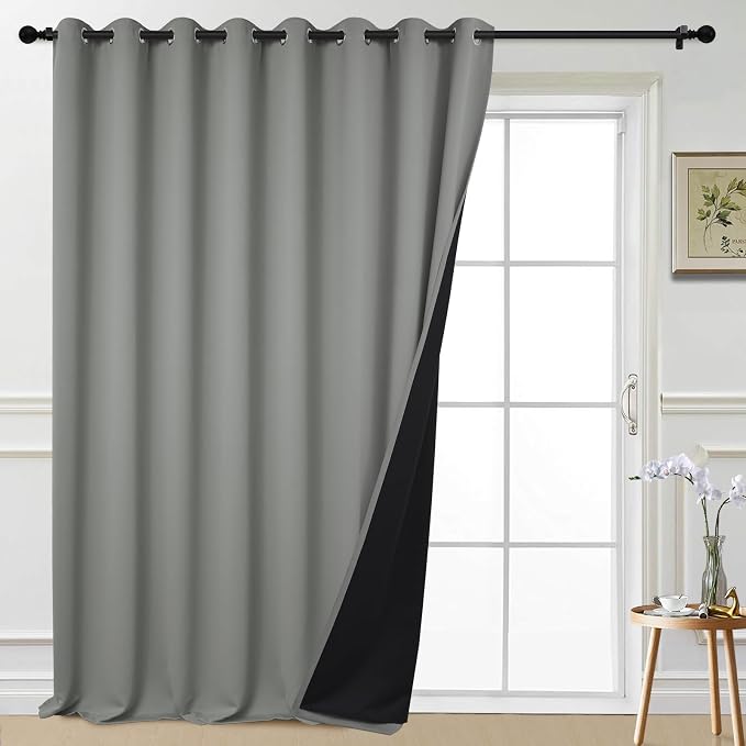 Yakamok Dove Grey Blackout Patio Door Curtain Panels W100 x L108, 1 Panel | by Yakamok