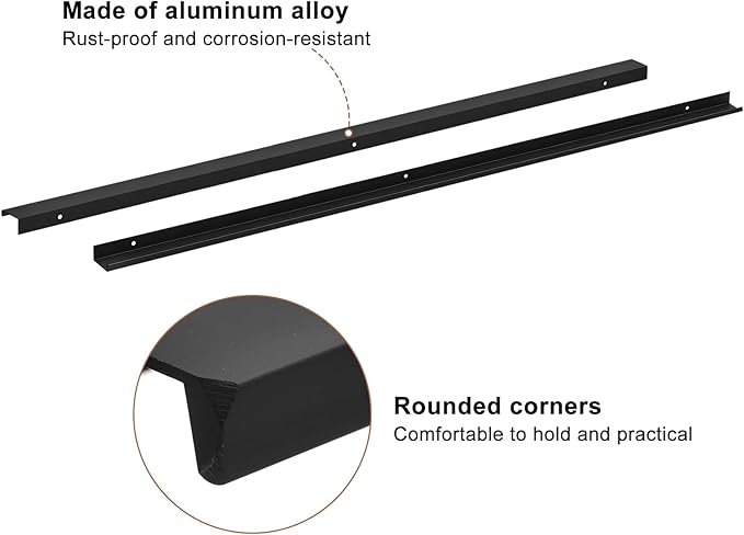 uxcell Cabinet Finger Edge Pull, 5pcs 800mm / 31.5" Aluminum Alloy Back Mount Hidden Cabinet Pulls Concealed Handle for Home Kitchen Drawer Cabinet, Black