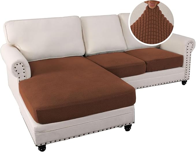 H.VERSAILTEX Sectional Couch Covers 3 Pieces Sofa Seat Cushion Covers L Shape - Image 2