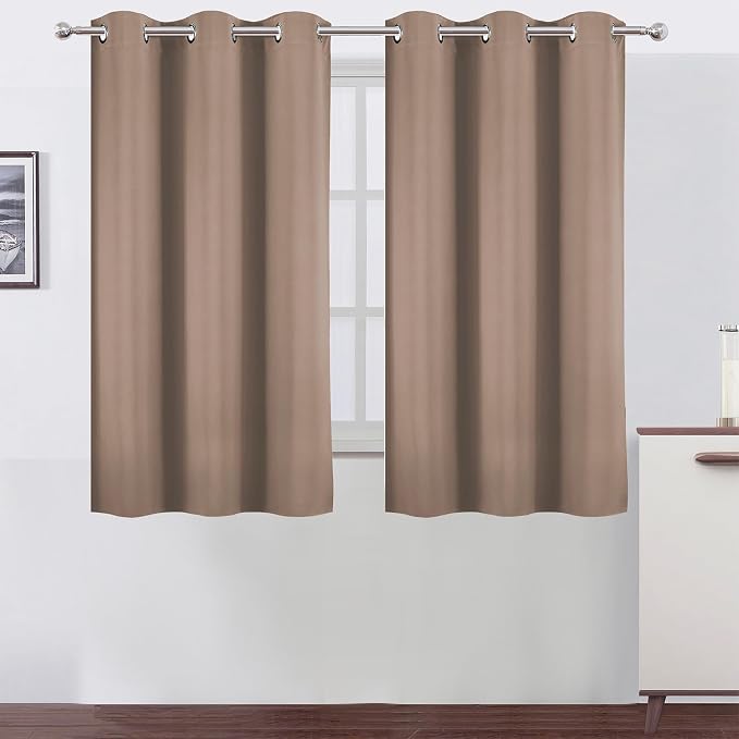 Cappuccino Blackout Curtains 42 x 54 Inch Length Set of 2 Panels Grommet by Lemomo