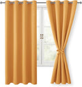 Blackout Curtains for Bedroom, 52 x 63 Inches Length Pumpkin Orange | Thermal by Hiasan
