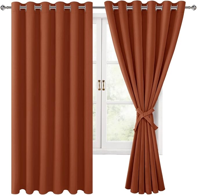 Fall Blackout Curtains for Bedroom Burnt Ochre 70 x 63 Inch 2 Panel | Thermal - Image 8