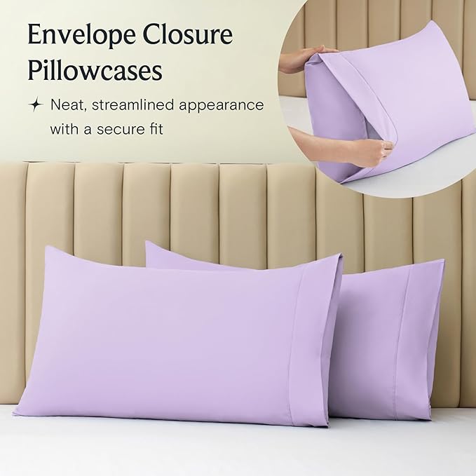 LuxClub 3 PC Sheet Sheets Deep Pockets Wrinkle Free-Kids-Fitted Sheets Machine Washable Hotel Bedding Silky Soft - Lavender Twin