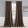 MIULEE Chocolate Brown Back Tab Blackout Curtains 52x96 Inch Long 2 Panels | by MIULEE