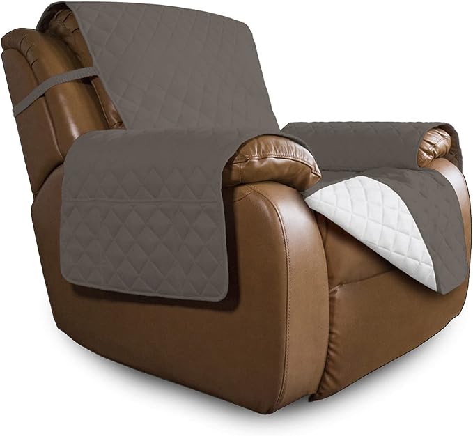 Easy-Going Reversible Couch Cover, Oversized Recliner, Taupe/Ivory | Machine by Easy-Going