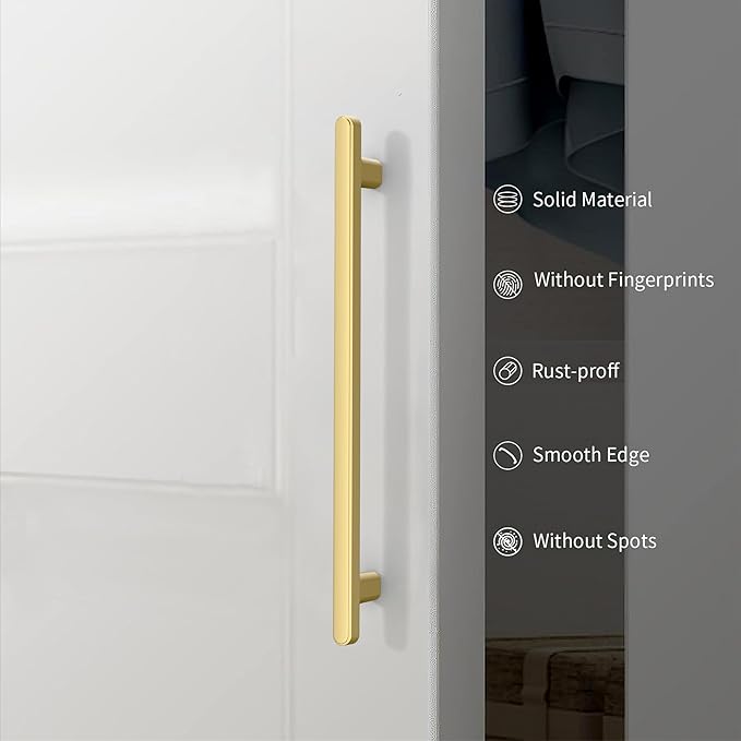 10 Pack 5 Inch(128mm) Kitchen Cabinet Handles Brushed Gold Cabinet Pulls Kitchen Cabinet Hardware Drawer Pulls for Cupboard Wardrobe