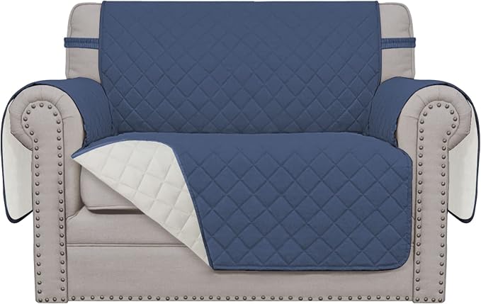 Easy-Going Reversible Couch Cover, Oversized Chair, Dark Blue/Ivory | Machine by Easy-Going