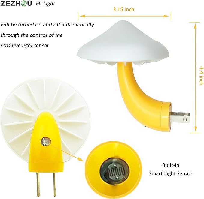 Night Lights Plug into Wall - 2-Pack Sensor LED Mushroom Light, Magic 7 Color Changing Cute Dream Bed Mushroom Lamp for Kids Adults Living Room Bedroom Kitchen, Bathroom Toilet, Stair Hallway Corridor