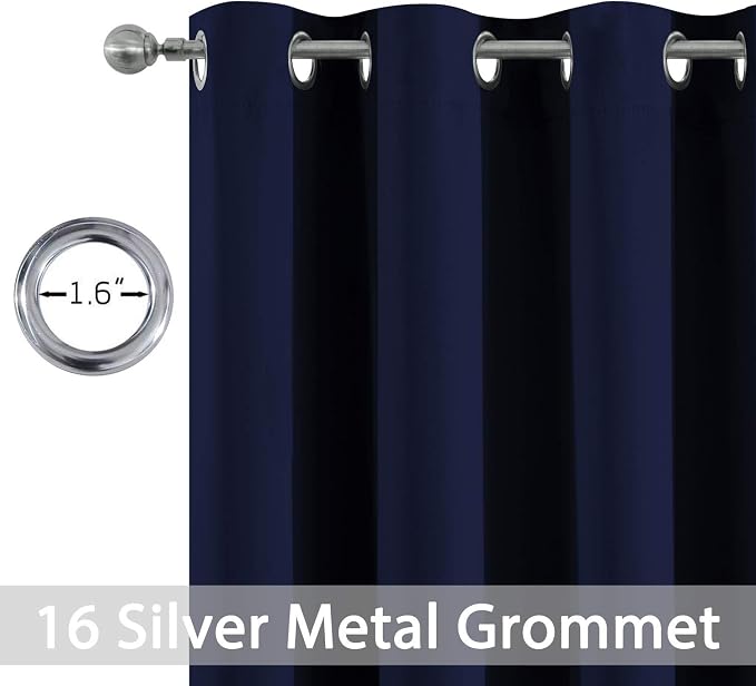 Yakamok Navy Blue Room Darkening Curtains 84 inch Sliding Door Drapes | 1 - Image 4