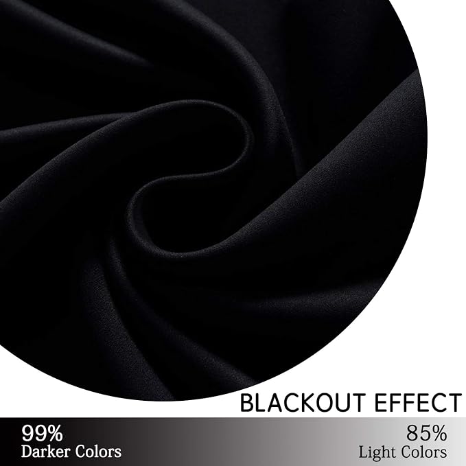 Yakamok Room Darkening Curtains 52x54 inch Length Black-Living Room | 2 panels - Image 6